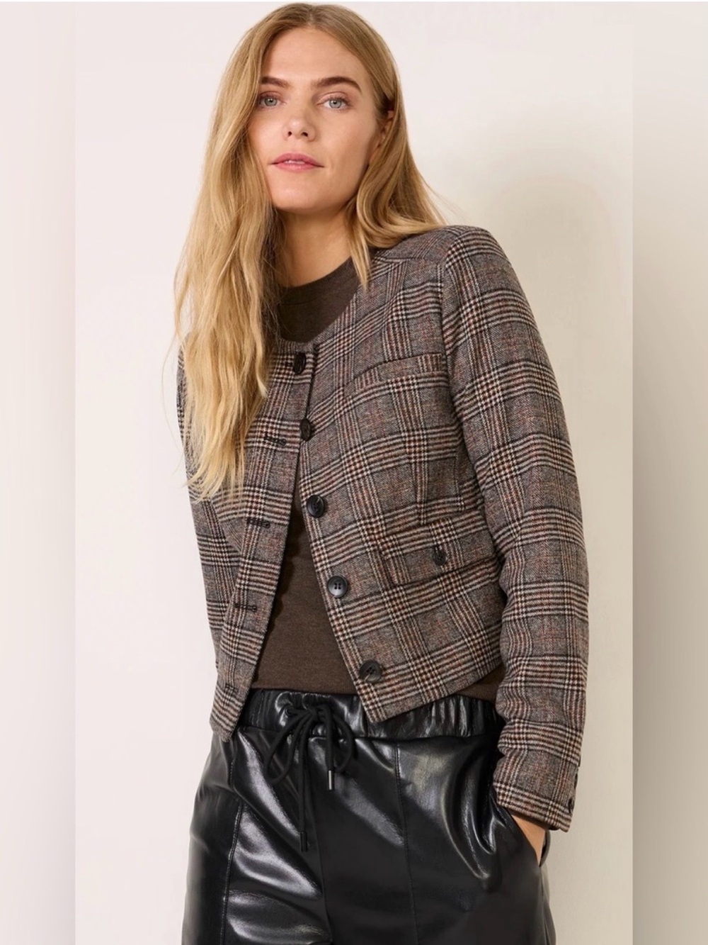 Evereve Ellie Plaid Jacket womenβs size M brown